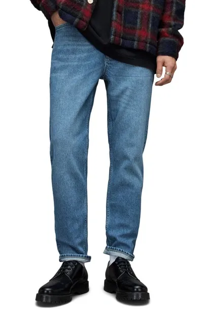 Allsaints Jack Cropped Tapered Jeans In Pop Blue Indigo