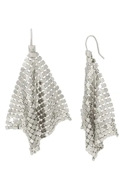 Allsaints Chain Mesh Handkerchief Statement Earrings In Silver