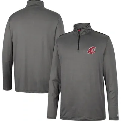 Colosseum Charcoal Washington State Cougars Logo Quarter-zip Windshirt