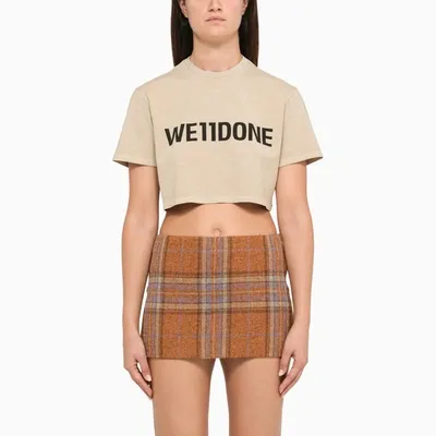 We11 Done Beige Cropped T-shirt In Neutrals