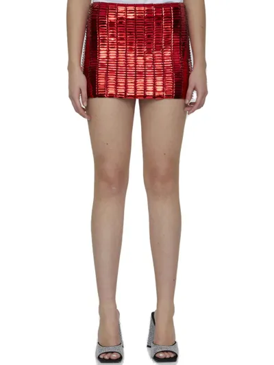 Attico Rue Rectangular Sequin Miniskirtrue Rectangular Sequin Minidress In Red