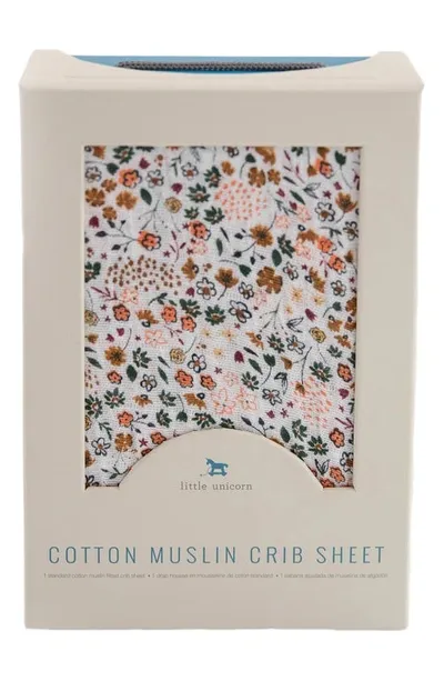 Little Unicorn Kids' Cotton Muslin Crib Sheet In Pressed Petals