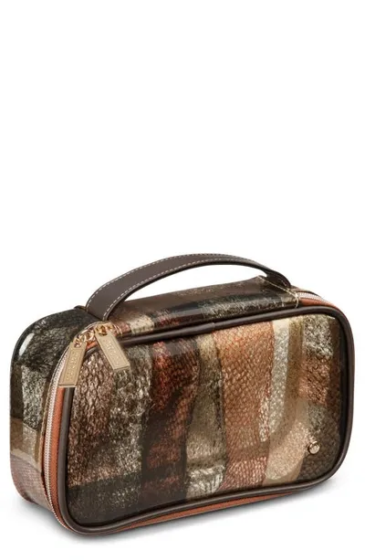 Stephanie Johnson Miami Snakeskin Print Medium Makeup Bag In Neutral