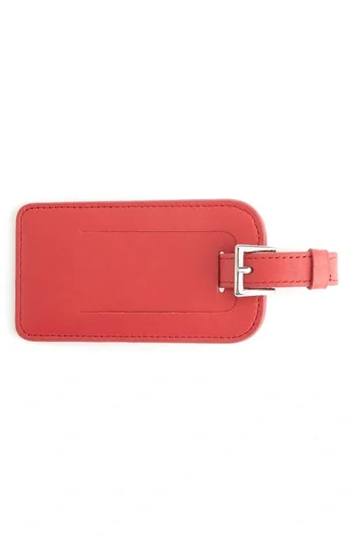 Royce New York Personalized Leather Luggage Tag In Red- Deboss