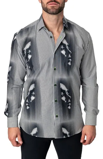 Maceoo Fibonacci Hiding Cotton Button-up Shirt In Black