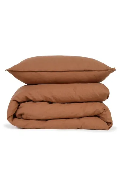 Pom Pom At Home Parker Linen Duvet Cover Set In Terracotta