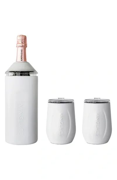 Vinglace Vinglacé Wine Bottle Chiller & Tumbler Gift Set In White