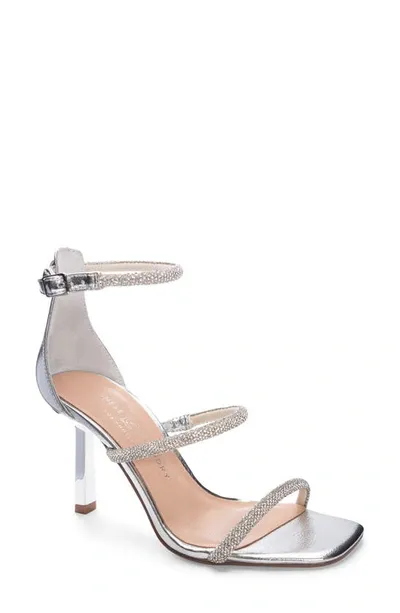 Chinese Laundry Janai Embellished Ankle Strap Sandal In Silver