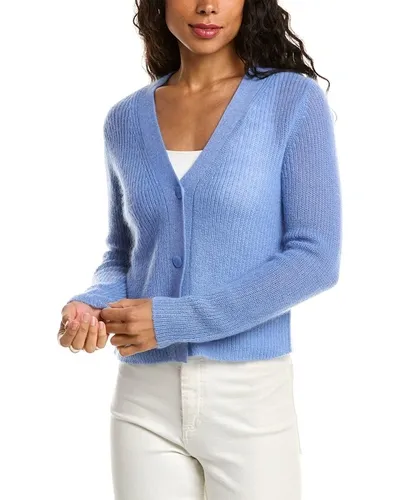 Vince Mohair And Wool-blend Cardigan In Blue