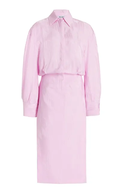 Attico Charla Satin Logo Jacquard Midi Dress In Pink