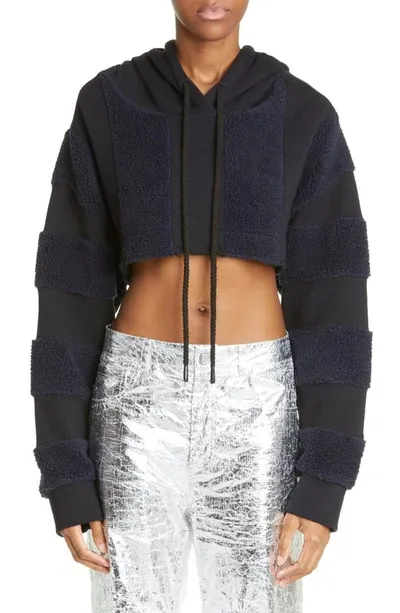 Monse Panelled Cropped Hoodie In Black