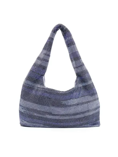 Kara Purple Mini Crystal Mesh Shoulder Bag In Purple Streaking