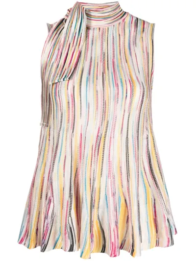 Missoni Bow Striped Top Tops Multicolor In Neutral