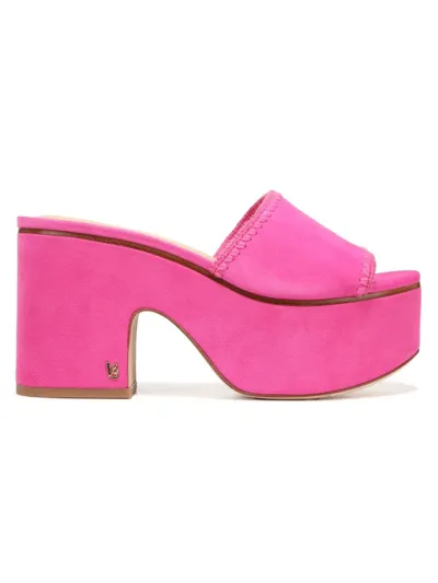 Veronica Beard Dessie Suede Platform Slide Sandals In Fuchsia