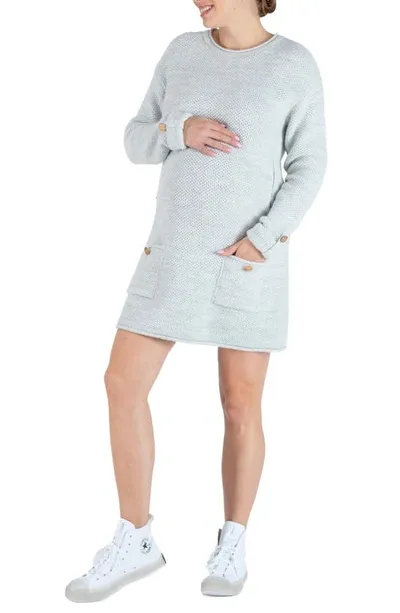 Cache Coeur Honey Long Sleeve Maternity/nursing Sweater Dress In Grey