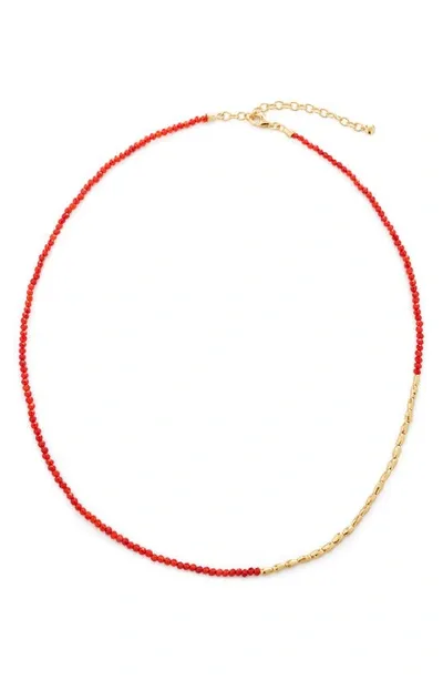 Monica Vinader Mini Nugget Stone Beaded Necklace In Gold