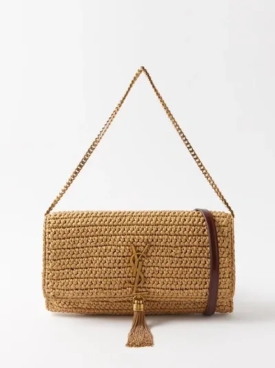 Saint Laurent Women's Kate 99 Chain Bag With Tassel In Raffia In Natural