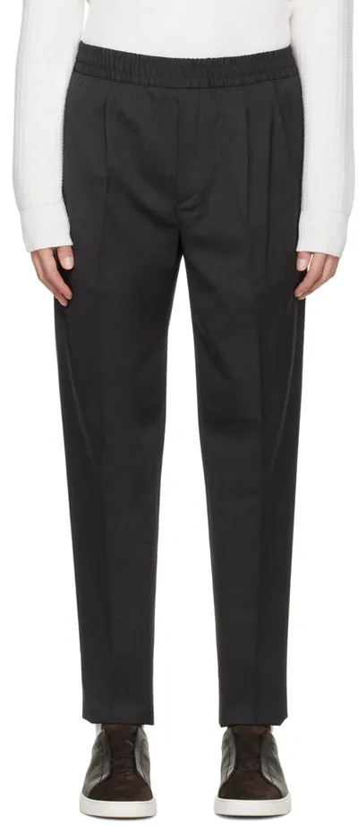 Zegna Gray Drawstring Trousers In Grey