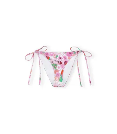 Ganni Printed Bikini Bottom In Pink