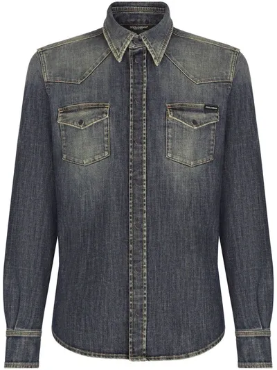 Dolce & Gabbana Long-sleeve Denim Shirt In Multicolor