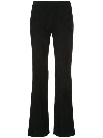 Mrz Ribbed Knit Flared Trousers In Black