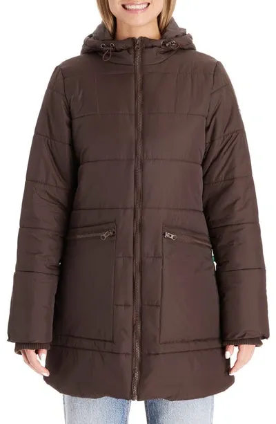 Modern Eternity 3-in-1 Hybrid Quilted Waterproof Maternity Puffer Coat In Dark Chocolate