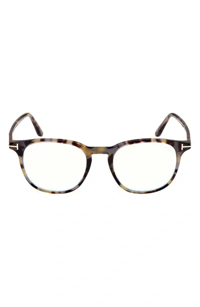 Tom Ford 50mm Blue Light Blocking Glasses In Colored Havana