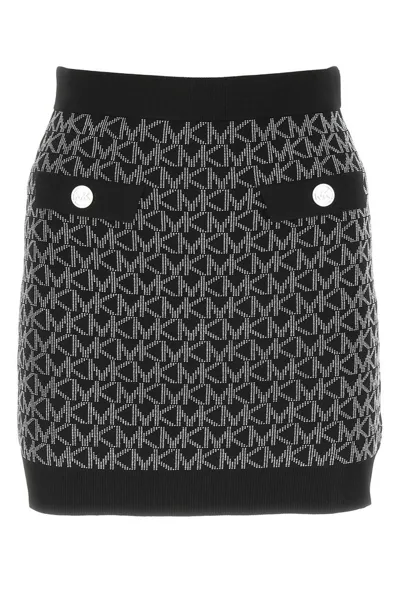 Michael Michael Kors Logo Jacquard Mini Skirt In Printed