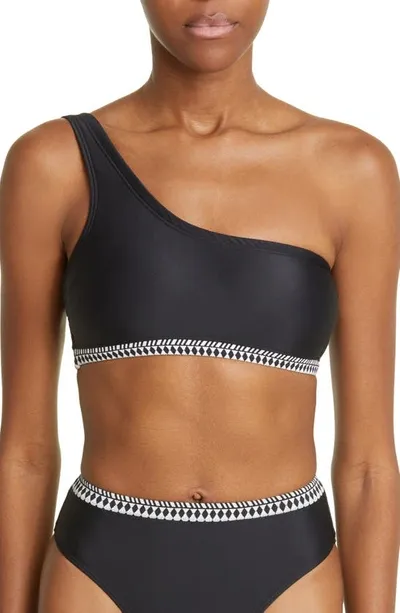 Lemlem Lena One-shoulder Bikini Top In Black