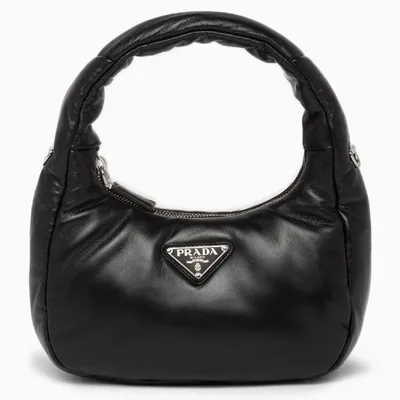 Prada Black Mini Hobo Bag In Leather