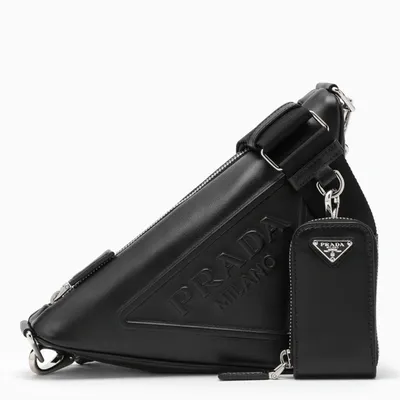 Prada Triangle Black Leather Shoulder Bag