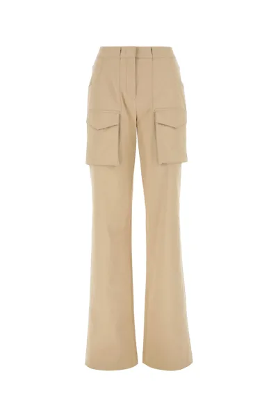 Ermanno Scervino Low Waist Wide Twill Cargo Pants In Beige