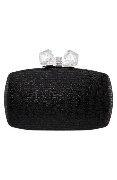 Nina Glitter Minaudière In Black