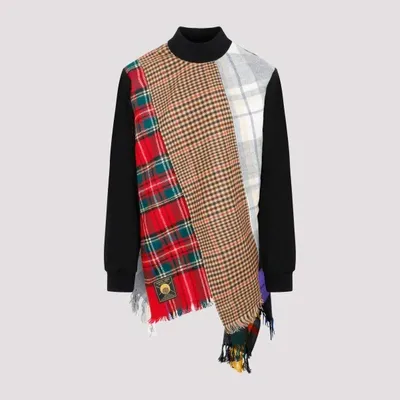 Marine Serre Tartan Scarves Hybrid Sweatshirt In Blue