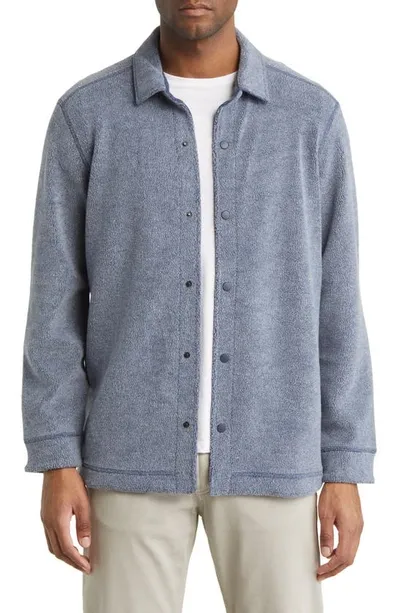 Johnston & Murphy Reversible Fleece Shirt Jacket In Navy