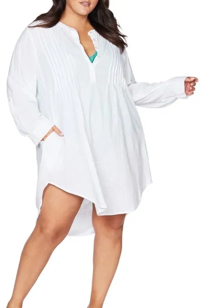 Artesands Plus Size Gershwin Coverup Shirtdress In White