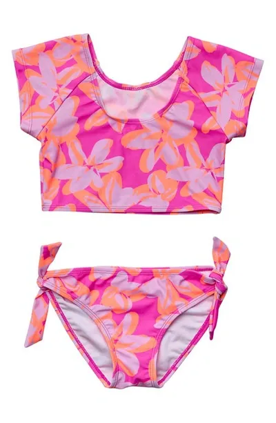 Snapper Rock Kids' Hibiscus Hype Two-piece Swimsuit In Pink