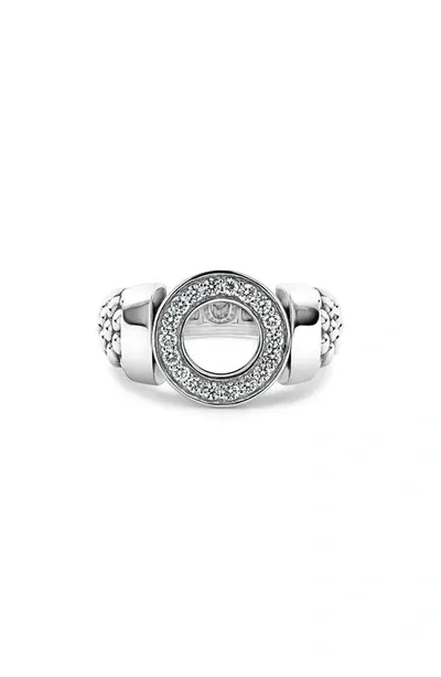 Lagos Enso Pavé Diamond Circle Ring In Silver/diamond