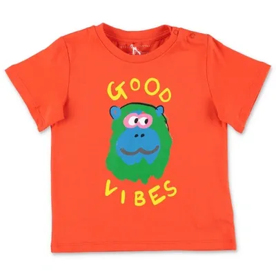 Stella Mccartney Kids Baby Boys Red Cotton Good Vibes T-shirt