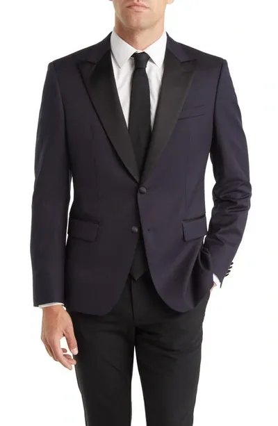 Hugo Boss Huge Tux Virgin Wool Sport Coat In Blue