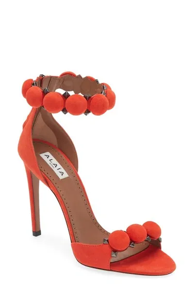 Alaïa Women's La Bombe Patent Leather Studded High-heel Sandals In Red