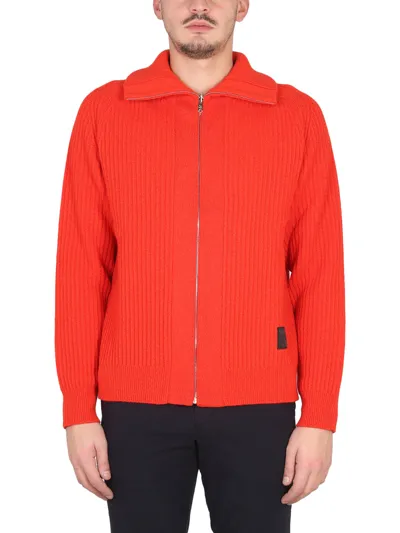 Paul Smith Zippered Cardigan In Orange