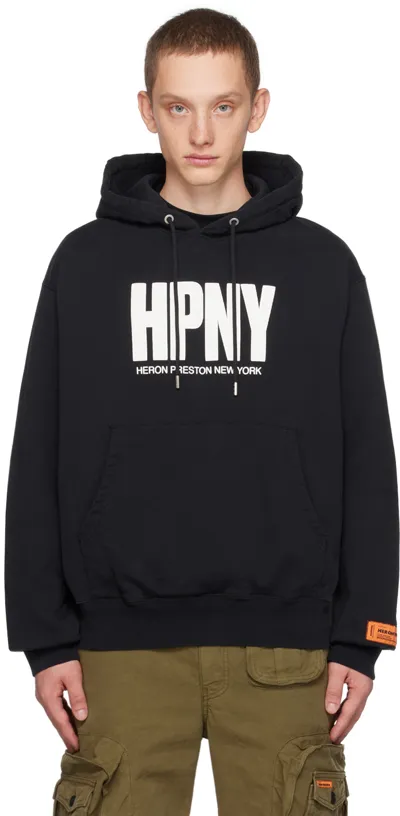 Heron Preston Logo-print Drawstring Hoodie In Black,white