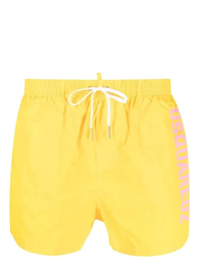 Dsquared2 Logo-print Swim Shorts In Yellow