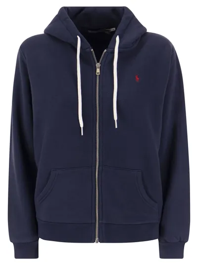 Polo Ralph Lauren Hoodie With Zip In Navy