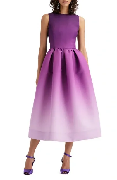 Oscar De La Renta Ombré Sleeveless Faille Dress In Amethyst