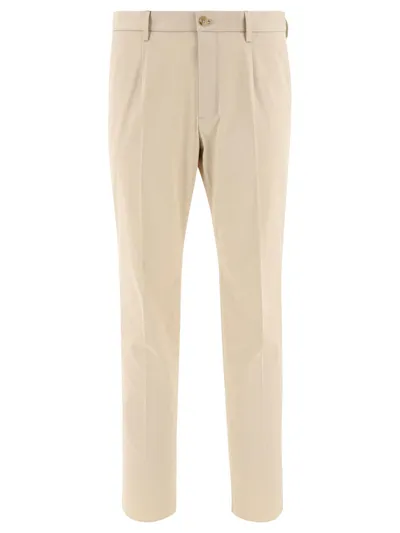 Dolce & Gabbana Tailored Trousers With Plaque In Beige