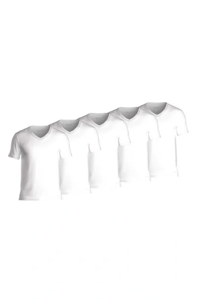 Hugo Boss Authentic V-neck Tees, Pack Of 5 In White