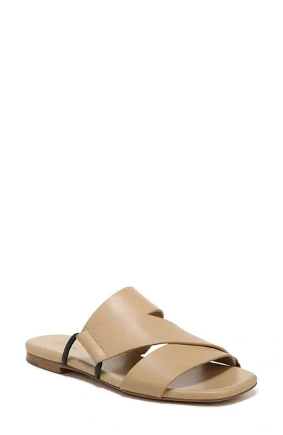 Vince Dylan Asymmetrical Leather Flat Sandals In Blonde