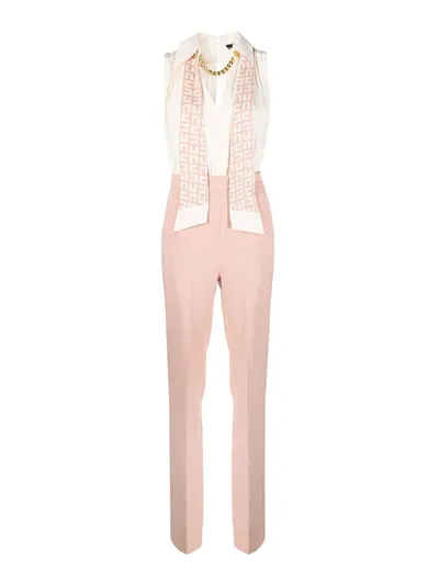 Elisabetta Franchi Scarf-detail Tailored Jumpsuit In Pink